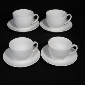 4 sets of tea cups & saucers. Maxwell & Williams Basic white